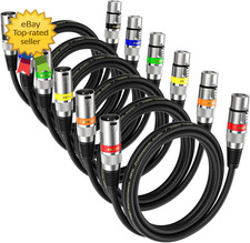 6 Pack 2Ft XLR Cable Balanced 3 Pin Male to Female Mic DMX Cables