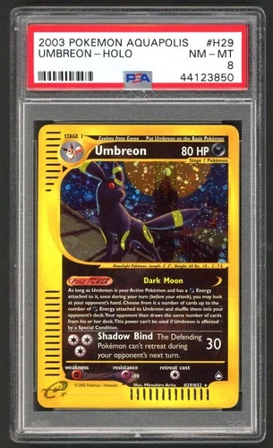 Pokemon Card - PSA 8 Umbreon H29/H32 - Aquapolis Holo - NM-MT