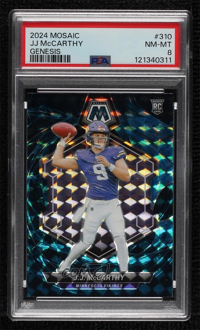 2024 Panini Mosaic Rookies Genesis Prizm JJ McCarthy #310 PSA 8 Rookie RC