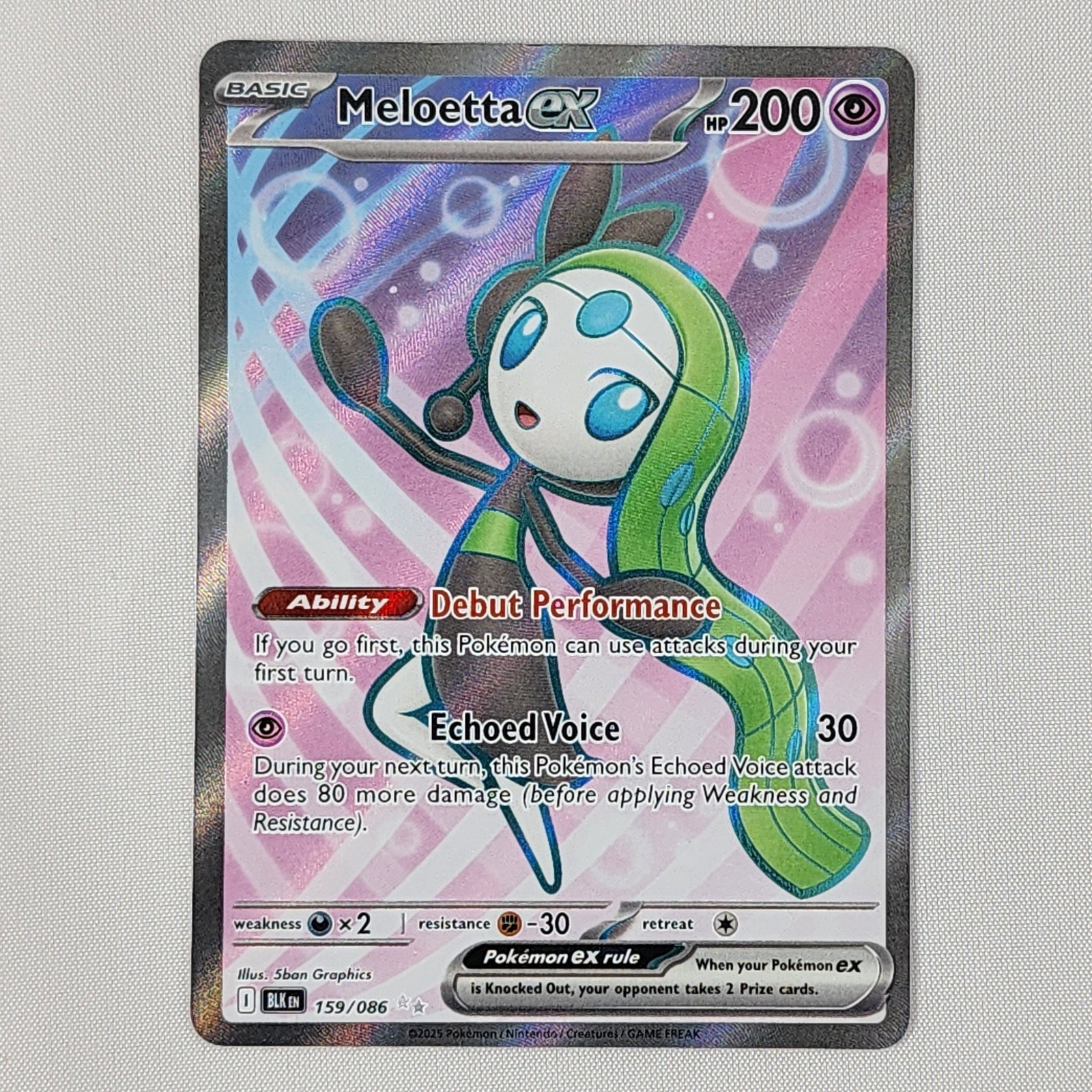 Meloetta ex 159/086 Ultra Rare Full Art Holo BLK SV: Black Bolt Pokemon TCG NM