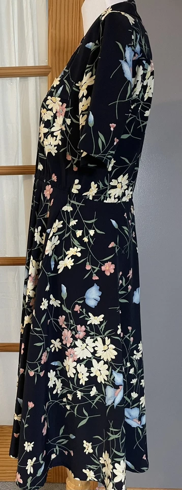 Vtg Schrader Women’s Floral Dress 4P Black Button Up Cottage Whimsigoth Romantic - Image 3 of 4