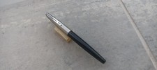 ESTILOGRAFICA (FOUNTAIN PEN) INOXCROM MOD 77 PLUMIN CORTO NEGRO Y ACERO AÑOS 70