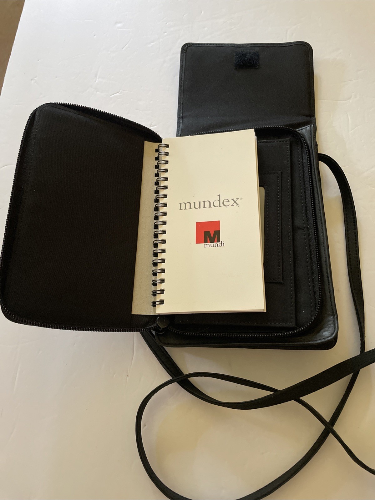 Women's Mundex Leather CrossBody Bag Multi-Pocket Wallet Organizer Phone Holder