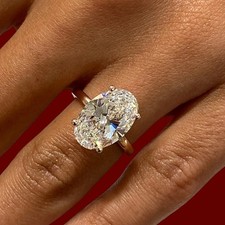 Diamond Wedding Ring 5 Carat Oval Cut Lab Grown IGI Certified 14K Yellow Gold