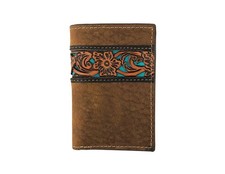 Roper Western Wallet Mens Pebble Floral Tooled Trifold Tan 8149000
