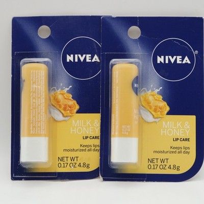 NIVEA Milk & Honey Lip Care Balm 0.17 oz ea Lot of 2 New Sealed