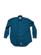 Men  s VTG 80  s Levi Button Up Blue Paid Shirt Long Sleeve Medium