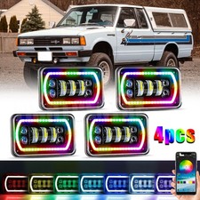 For Nissan 720 1983-1986 4pcs 4x6 Led Headlights H4 Hilo Beam W Rgb Halo Drl For Nissan 720 1983-1986 4pcs 4x6 Led Headlights H4 Hilo Beam W Rgb Halo Drl