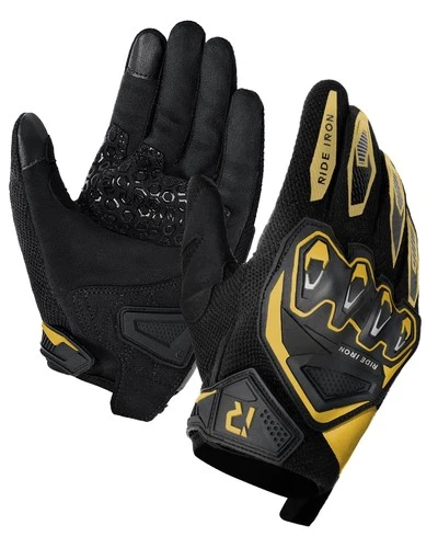RIDEIRON Summer Motorcycle Gloves for Men & Women Gold Large - product listing photo