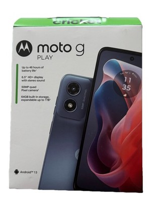 Cricket Motorola G Play 64 Gig Blue 50 Megapixel Android Smart Phone New Sealed