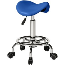 HOMCOM Saddle Chair, Rolling Salon Stool for Massage Spa, Blue