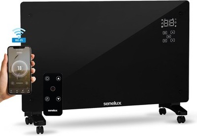 Senelux Schwarz Glasscheibenheizung 2000W - WiFi Smart App Steuerung   Wand/Boden