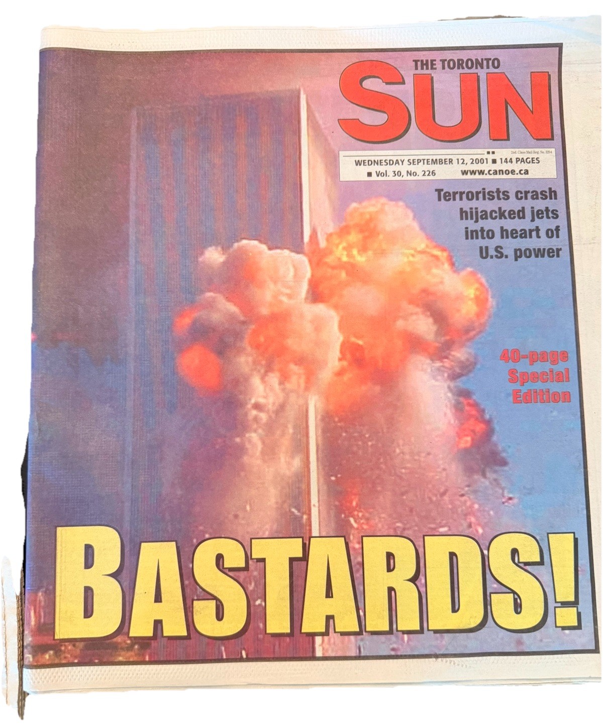 Toronto Sun Newspaper Sept 12, 2001