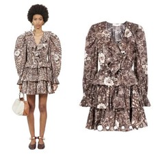 Ulla Johnson Lola Floral Long Sleeve Mini Dress Teak Size 2 / Small