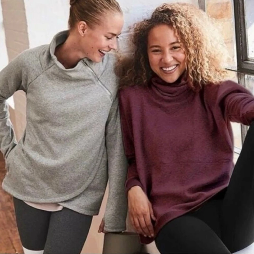 ATHLETA Acogedora Karma Embudo Capucha Cuello Polar Sudadera Púrpura Pequeña Mujer XXS Foto 2 de 4