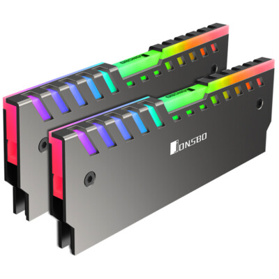 2-Pack LED Memory Cooling Aluminum RAM Radiator RGB PC Case for DIY Game Chassis