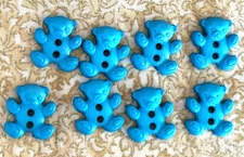 8 Darling Teddy Bear Children's or Craft Buttons. 2-hole Sew-thru.  ~ 5/8"