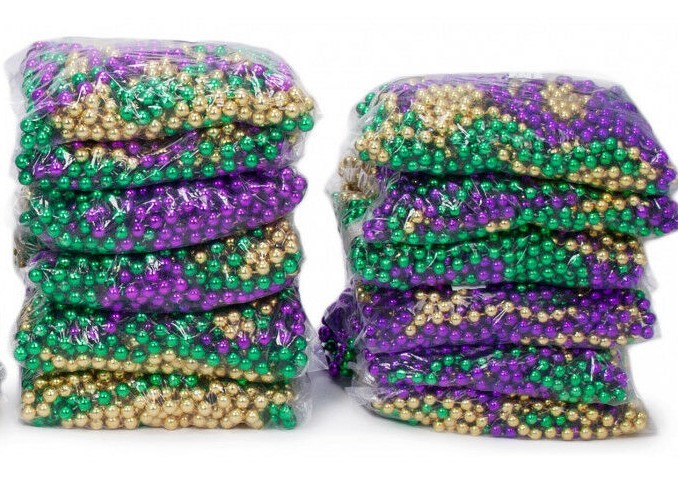 Mardi Gras Throw Beads Purple Green Gold Assorted Lot Let the Good Times  Roll M2