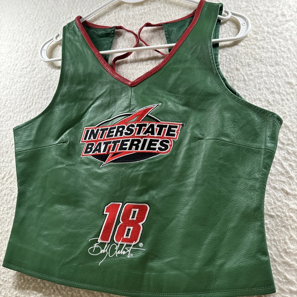 De Colección Bobby Labonte NASCAR Cuero 18 Top Mujer Talla XXL Bordado Verde Carreras Raro Foto 4 de 4