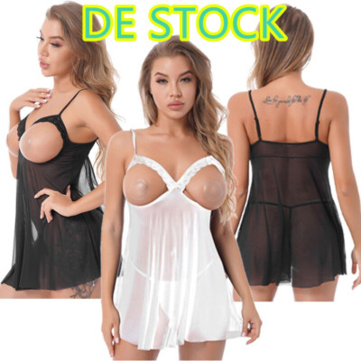 DE Damen Sexy Erotik Dessous Durchsichtig Nachtkleid Babydoll Sissy Clubwear