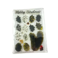 Simon Says Cling Stamp Set Christmas Trimmings Pinecone Leaf