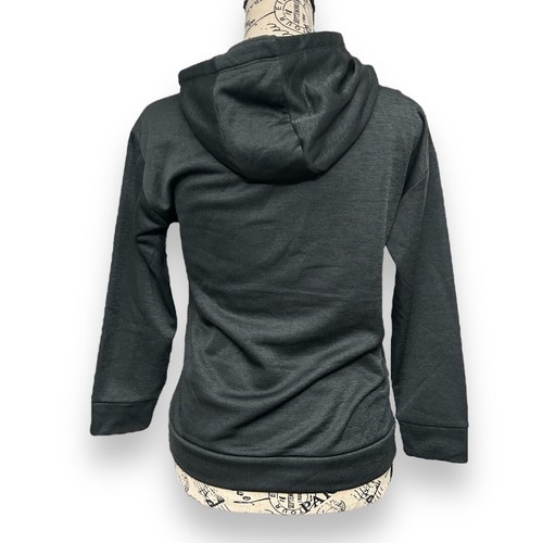 Adidas Juniors M 10/12 Hooded Graphic Tee Black Long Sleeve Logo Pullover Top - Picture 5 of 11