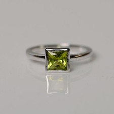 1.52ct Simulated Green Peridot Engagement Ring 14k White Gold Plated Solitaire