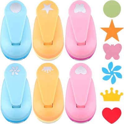 H&E 6 Pcs Hole Paper Punches for Crafting Handmade Scrapbook Punches Tools with