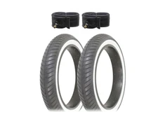 ALTALINE Bicycle 20" x 4.1/4" Black/White Slick (2) TIRES & TUBES ELECTRIC Bike