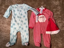 Carter's Fleece Christmas Footie Pajamas Size NB 2 Pairs 3t 6t New with Tags