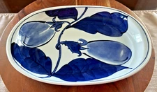 Joyce Chen Japan Blue & White "Eggplant" Plate 9"x6"x1" Oval