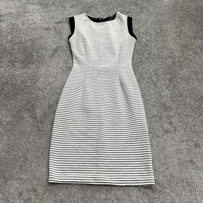 bloomingdales bodycon dresses Aqua By Bloomingdale's Midi Dress Women XS White Black Stripe Sleeveless seamless fit show_video House of Dagmar Sculpted Trouser Waist Size:40