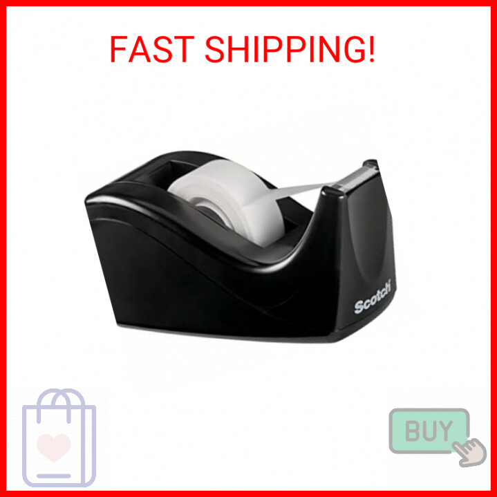Scotch Tape Dispenser, Black Two-Tone, 1 Desktop Dispenser/Pack (C60-BK)-image