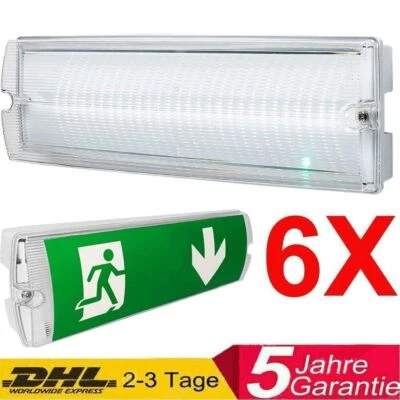 WZTO 6X Notleuchte LED Notbeleuchtung Rettungszeichenleuchte Fluchtwegleuchte Akku