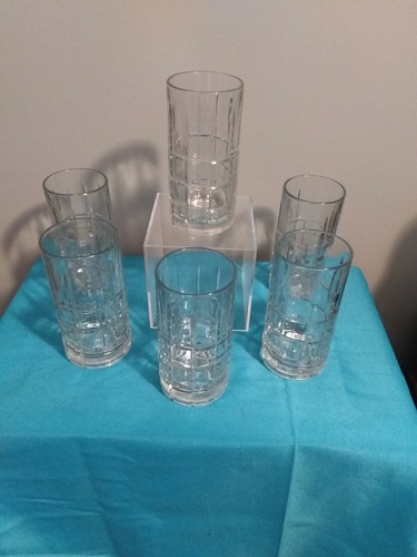 Set of 6 Vintage Anchor Hocking  clear  Tartan Glasses style 6837. Beautiful 