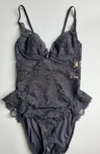 Vintage Victoria s Secret Teddy Bodysuit Size 36B Black Lace Gold Label