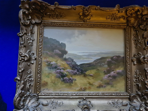 Aceite de paisaje costero enmarcado Alfred Oliver 1868 - 1943 a bordo - principios del siglo XX - Imagen 15 de 19