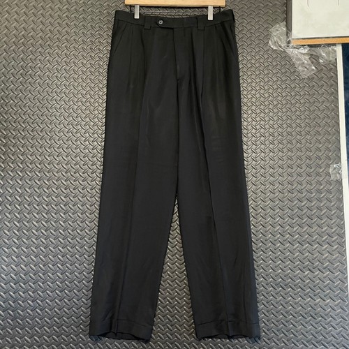 Vintage Mezzanotte Uomo Italy Mark Shale Black Wool Trouser Pants Men's Size 32