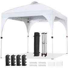 Pop Up Canopy Tent, 8x8ft Portable Instant Adjustable Canopy with Wheeled Bag