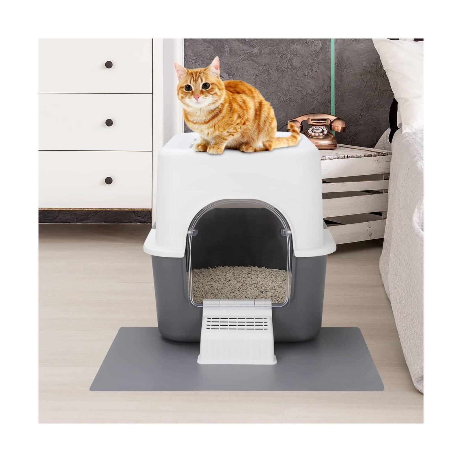 Cat Litter Box with Lid Fully Enclosed Splash-Proof Box for Small Cats Under 8lb