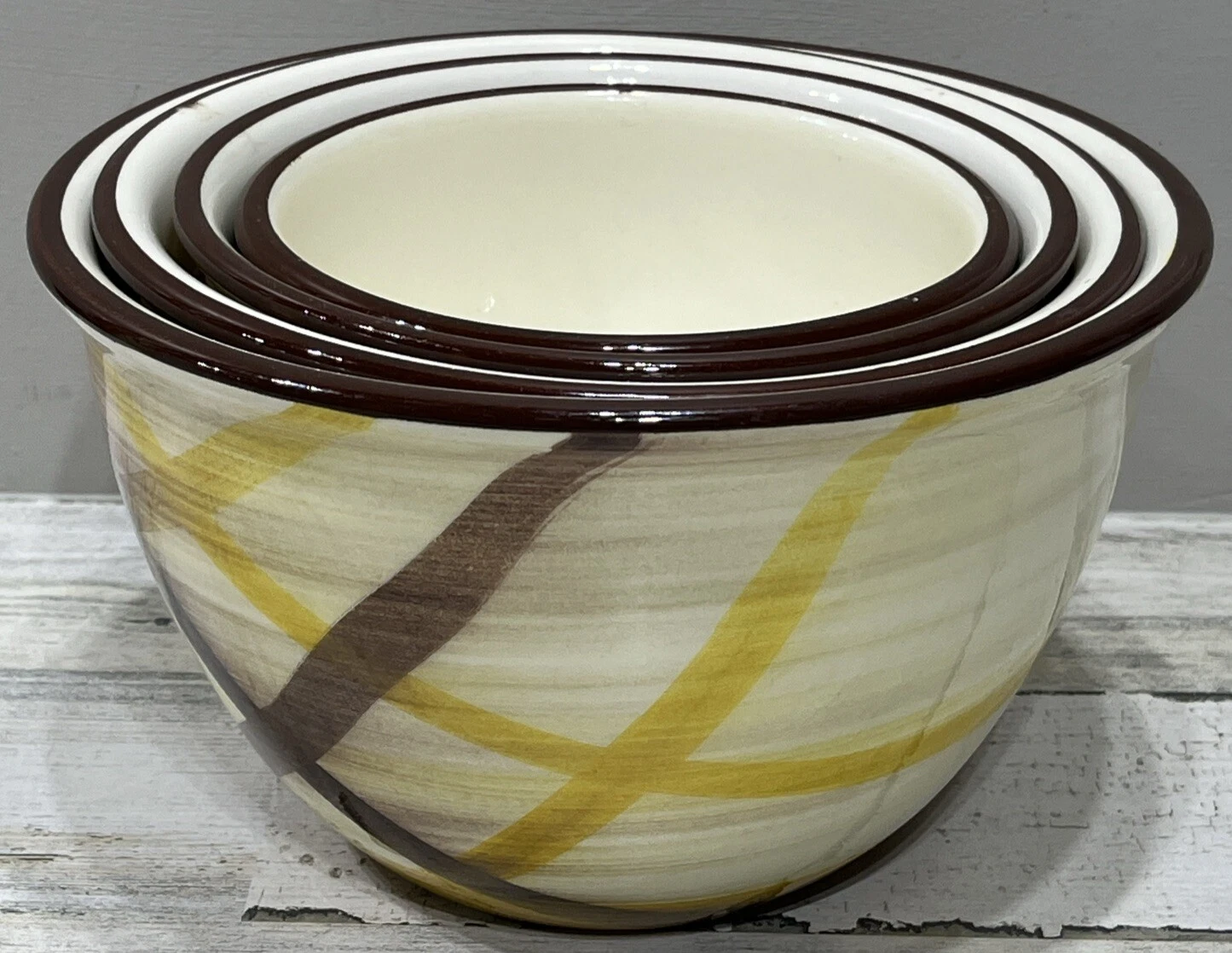 Vintage Vernon ware Made USA Authentic Nesting Mixing Bowls Set 4 Organdie Style
