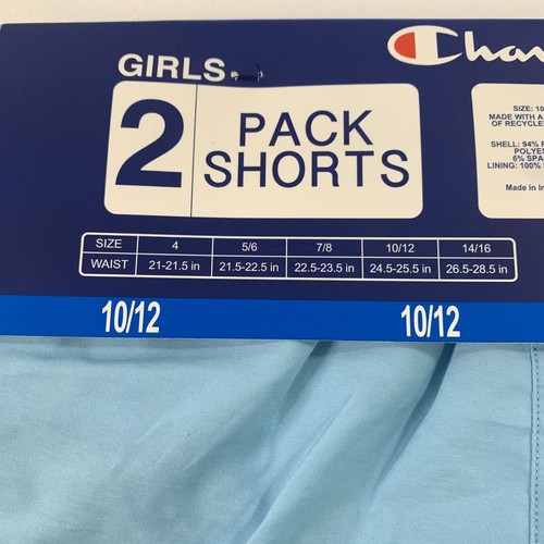 Champion Girls' 10 / 12 Shorts 2 Pack Active Bottom Size 10/12 Multicolor Blue - Picture 5 of 7