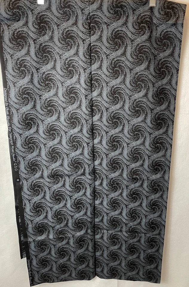 Beth Bruske Black/Gray Swirls Cotton Quilt Fabric Telegraph Road Studio 2 Yards - Image 2 of 4