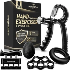  Hand Grip Strengthener, Adjustable Grip Strength Trainer With 4 Exercise 