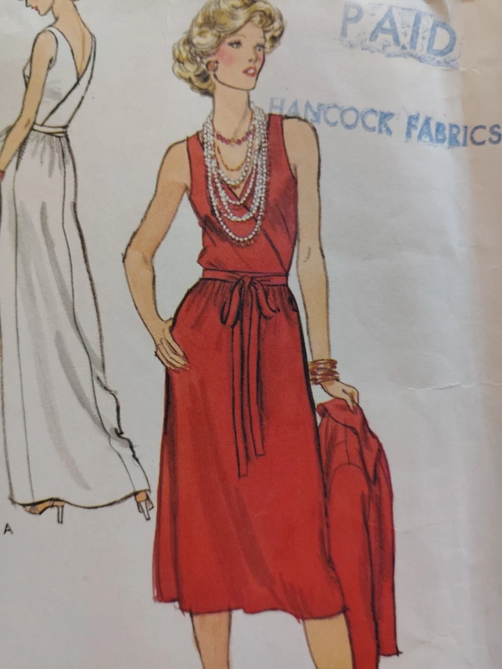 Dress Jacket 10 Vogue 1322 Sewing Pattern VTG Christian Dior Evening Gown V Neck - Image 3 of 4