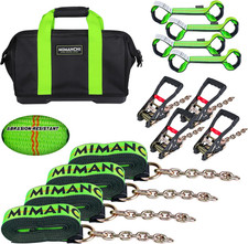 8 Point Roll Back Vehicle Tie down Kit,With Heavy-Duty Chain Extension on Both E