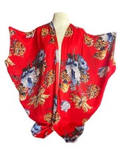 Umgee Floral Cocoon Kimono Cardigan Wrap Open Front Multicolored Size M-L