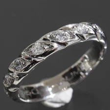 CHAUMET Torsade Diamond 7P Ring US3.75 Pt950 Newly Polished 3.6g 3.3mm 6281A