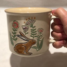 Floral Bunny Coffee Tea Mug Cup Ceramic Easter Rabbit By Spectrum Designz EUC