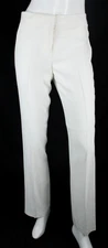 THE ROW Ivory Silk Crepe Straight Leg Dress Pants 4